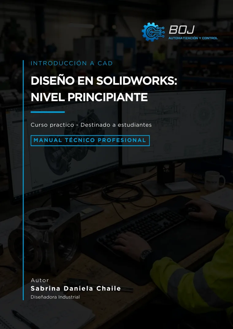 Preliminary cover of Design in SolidWorks: beginner level, by Sabrina Daniela Chaile